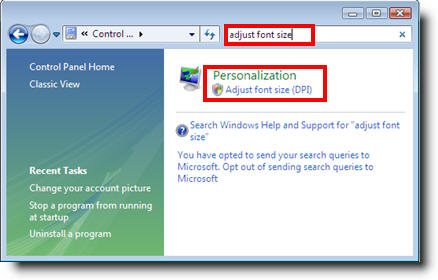 Windows Vista Adjust Dpi